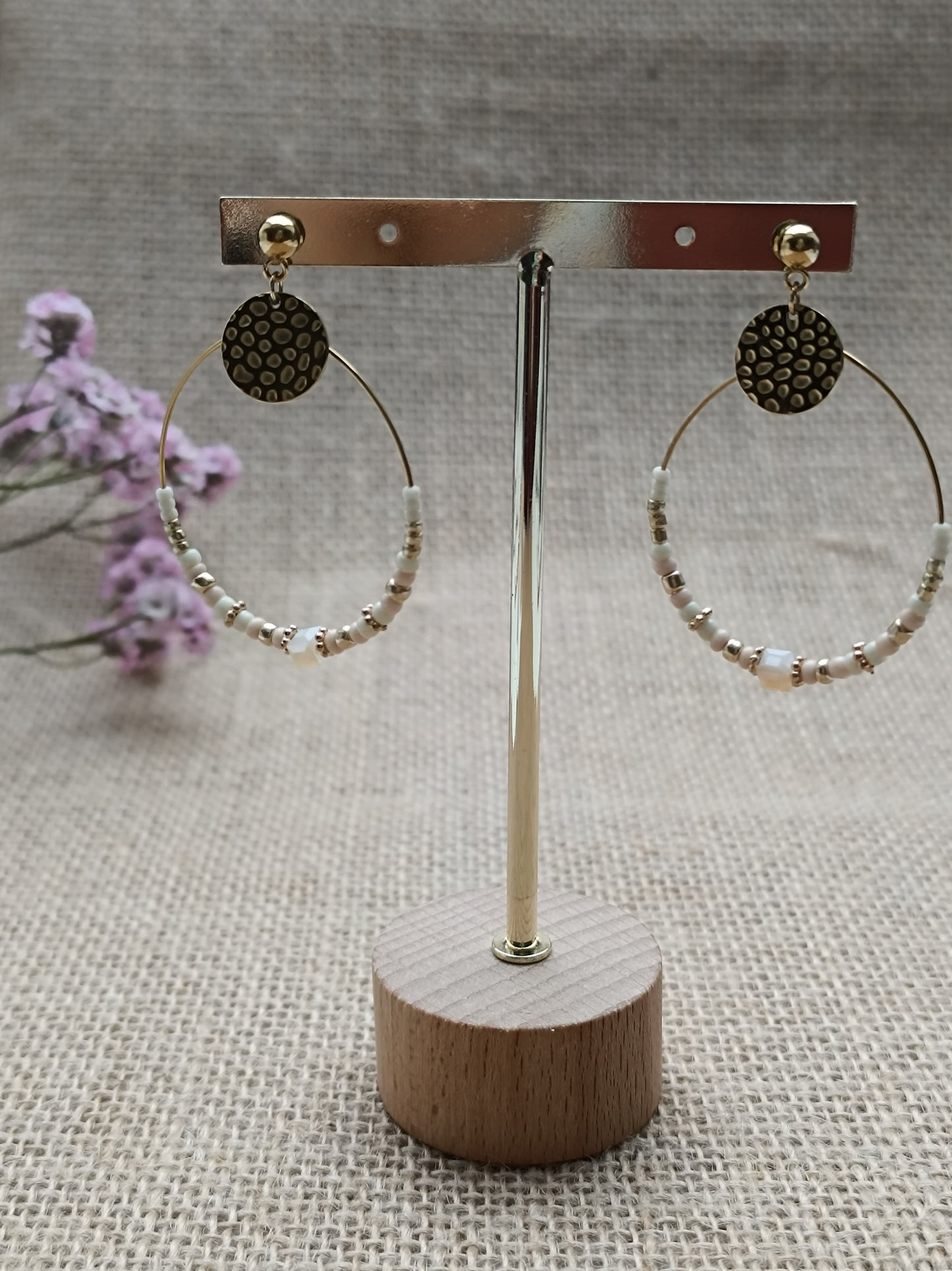 Boucles d'oreilles Roxane beige