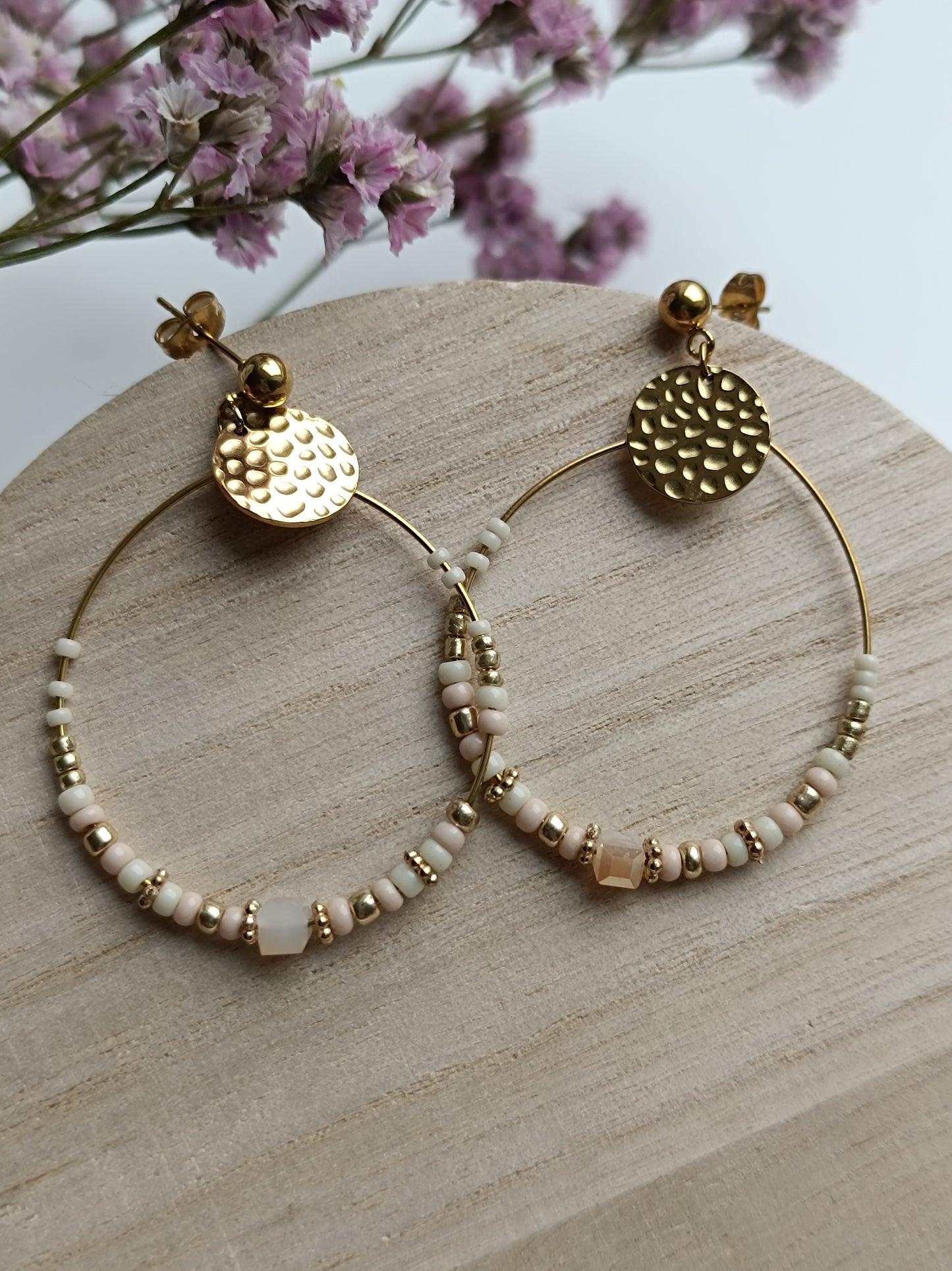 Boucles d'oreilles Roxane beige