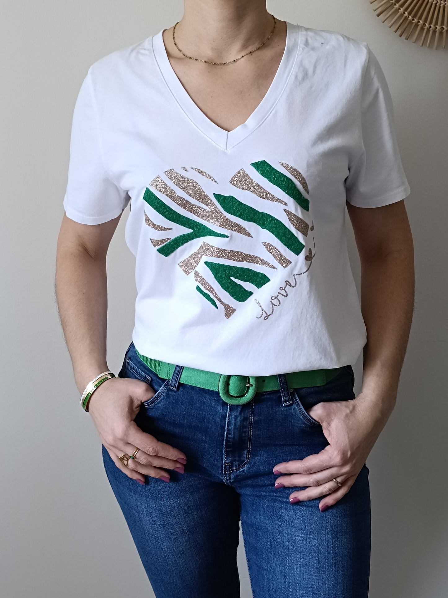 Tee-shirt Gabin blanc & vert