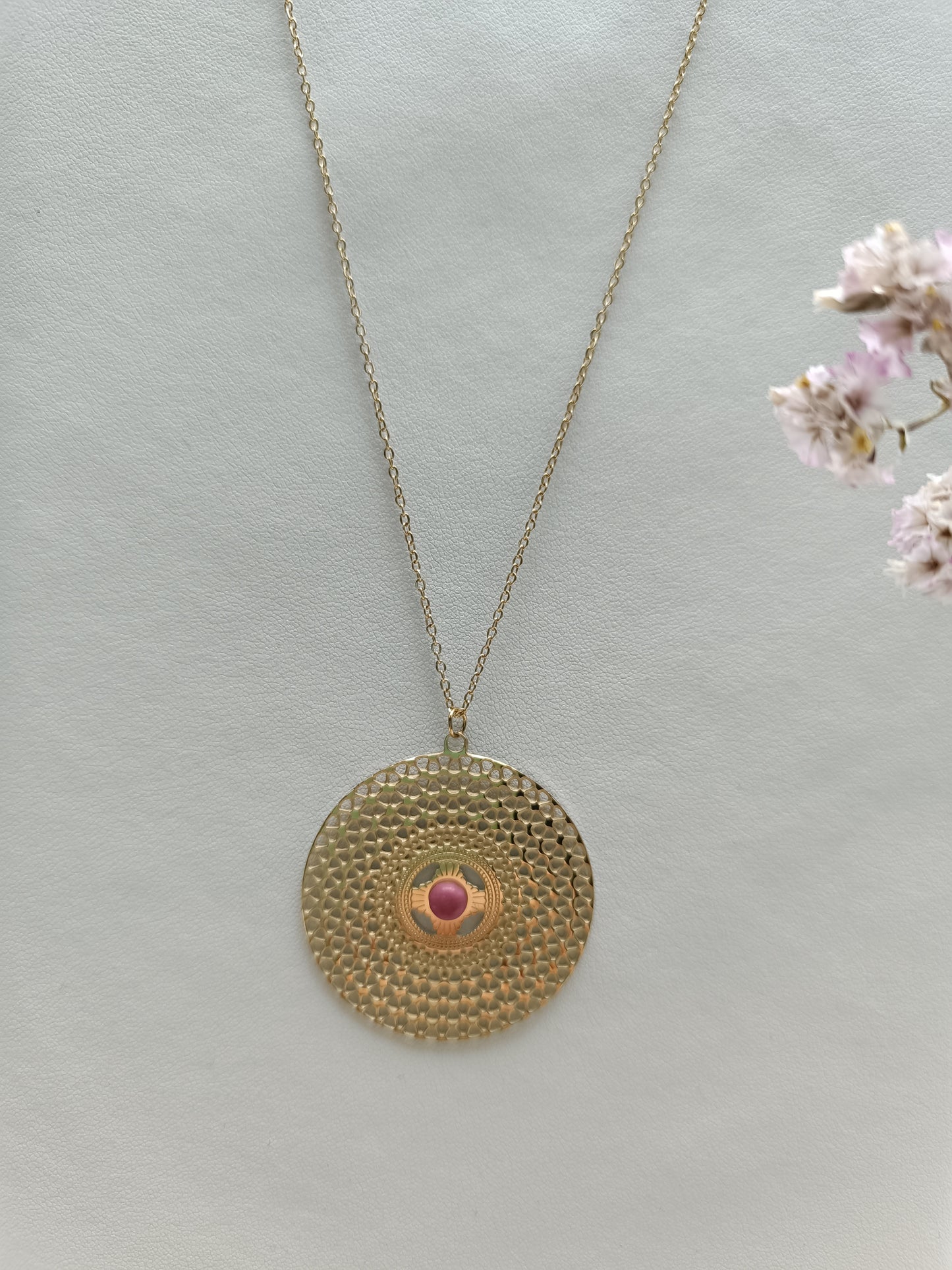 Collier sautoir Constance rose