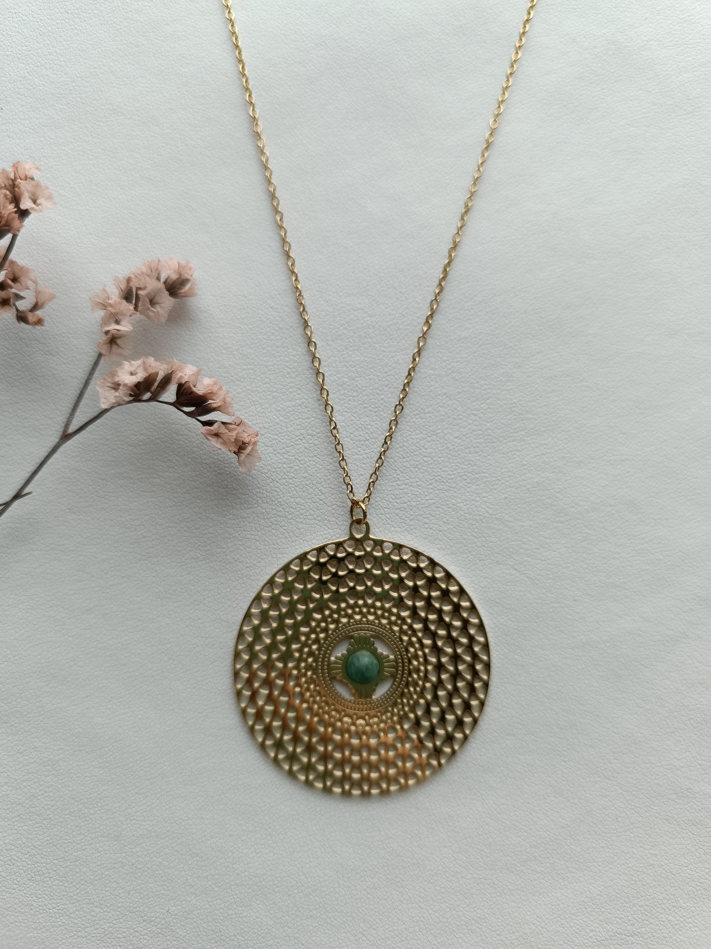 Collier sautoir Constance vert