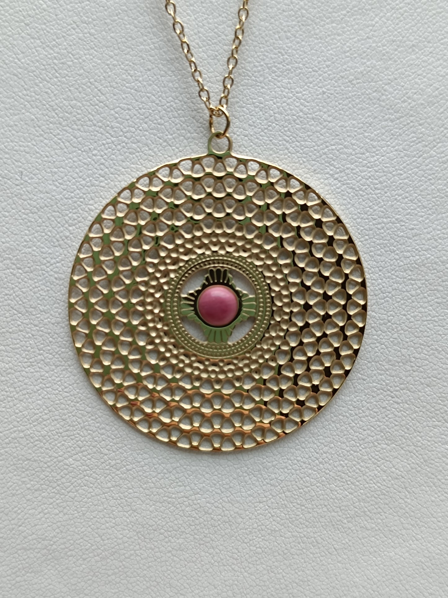 Collier sautoir Constance rose