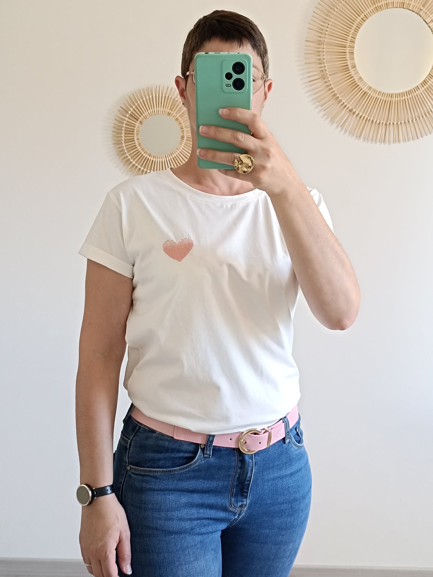Tee-shirt coeur rose