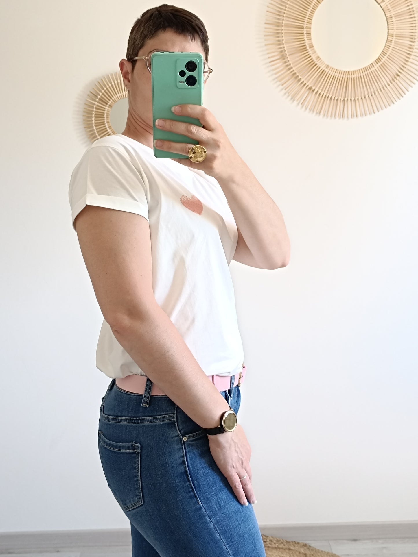 Tee-shirt coeur rose