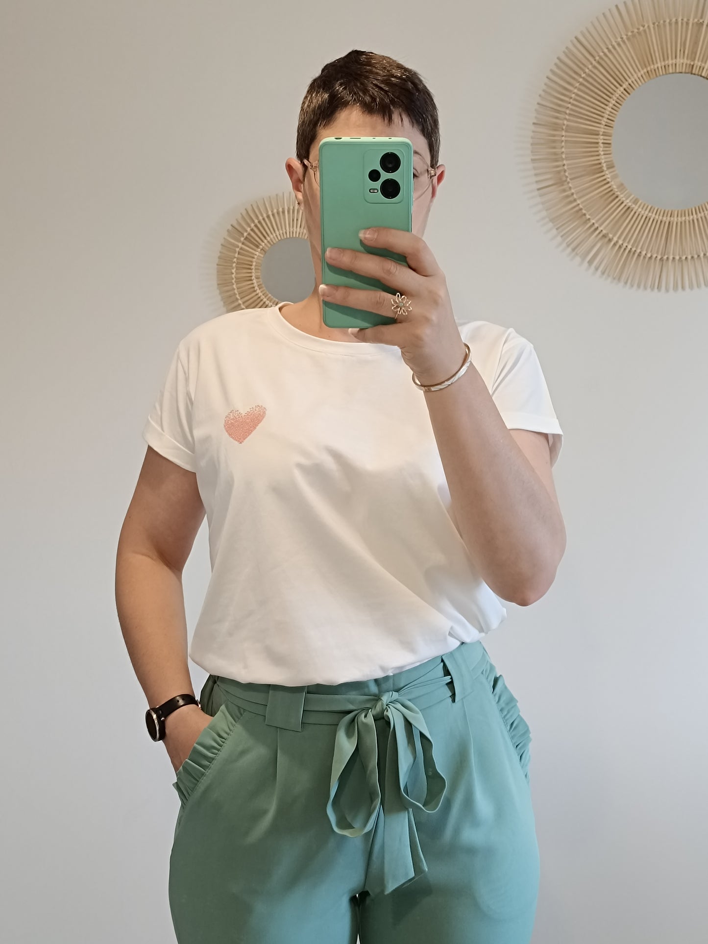 Tee-shirt coeur rose