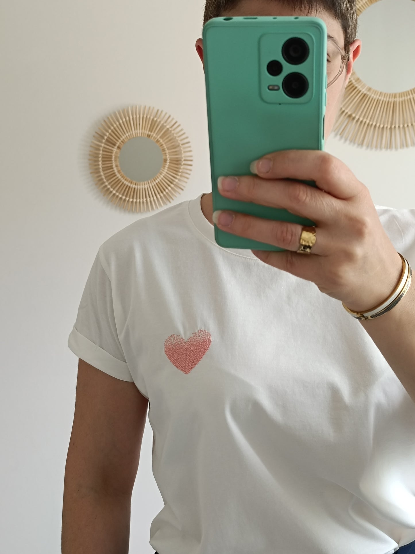 Tee-shirt coeur rose