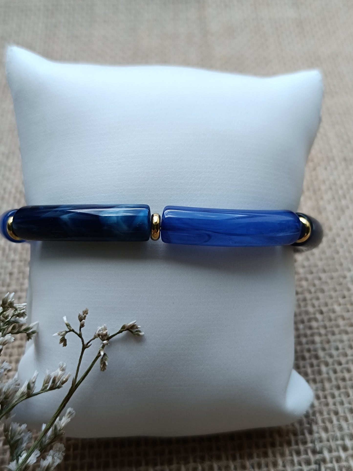 Bracelet élastique résine bleu foncé