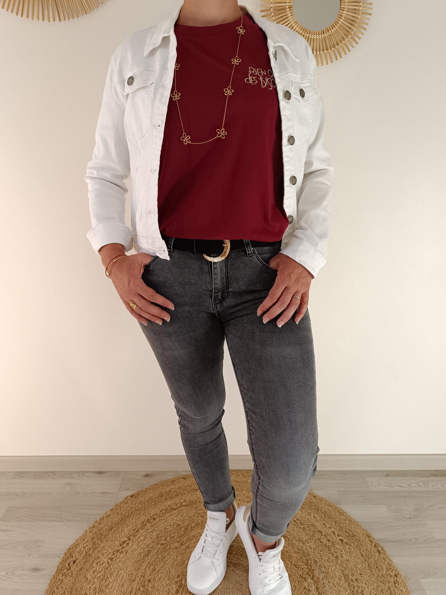 Tee-shirt "Bisous" bordeaux