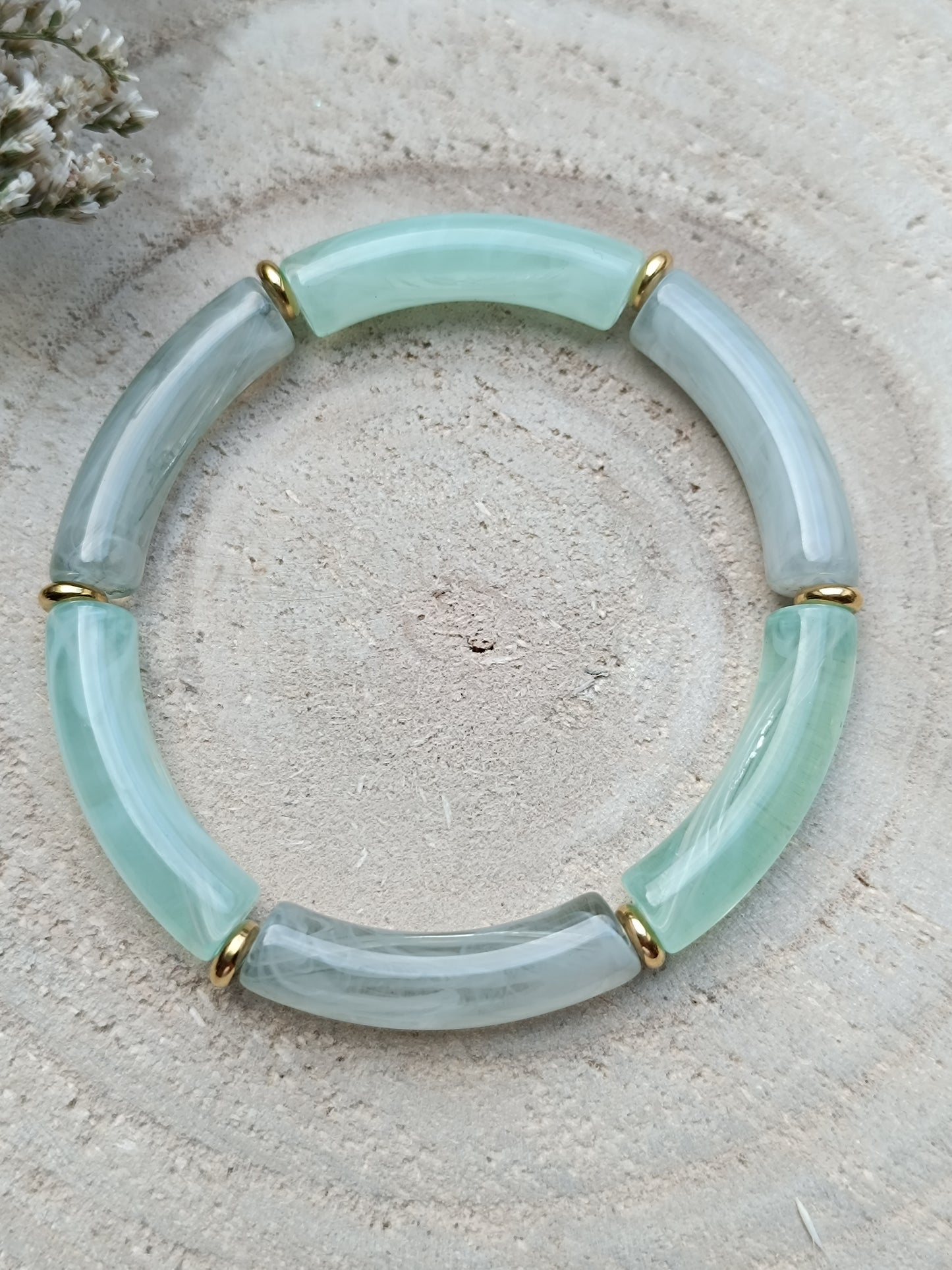 Bracelet élastique résine vert clair