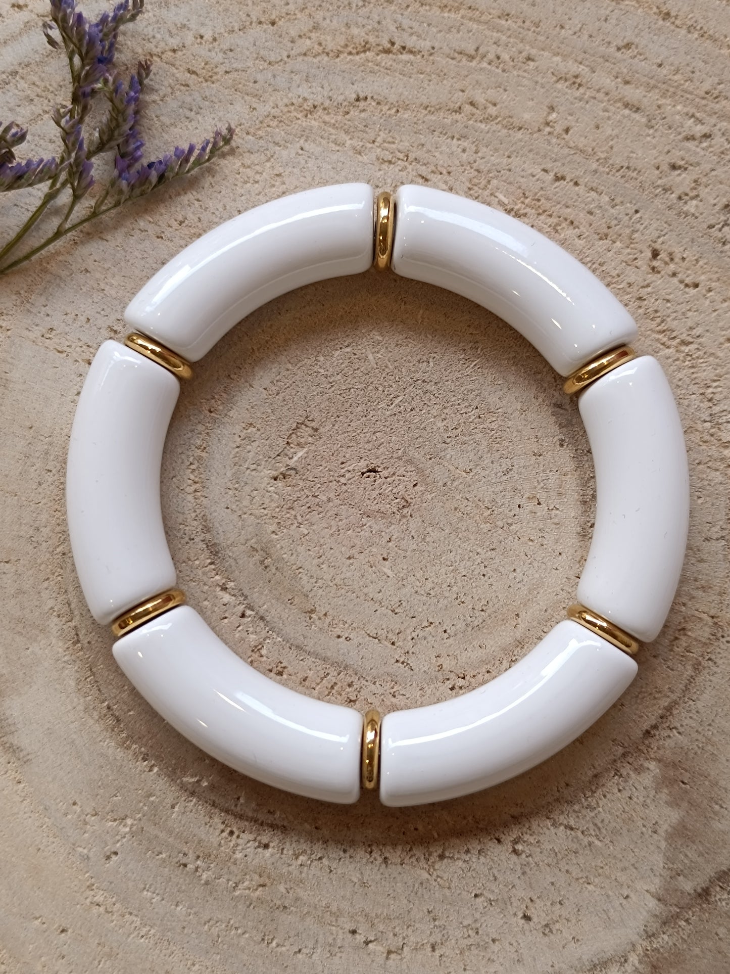 Bracelet élastique résine blanc