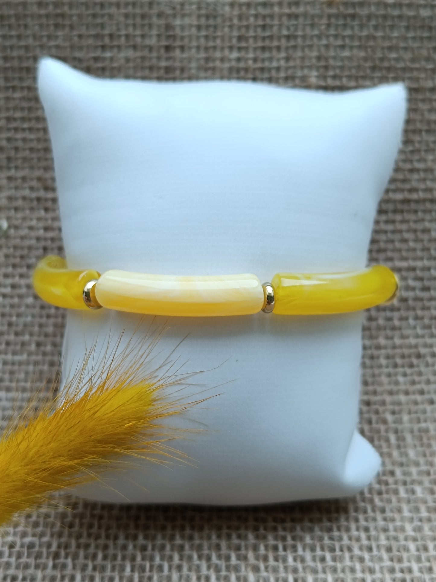 Bracelet élastique résine jaune