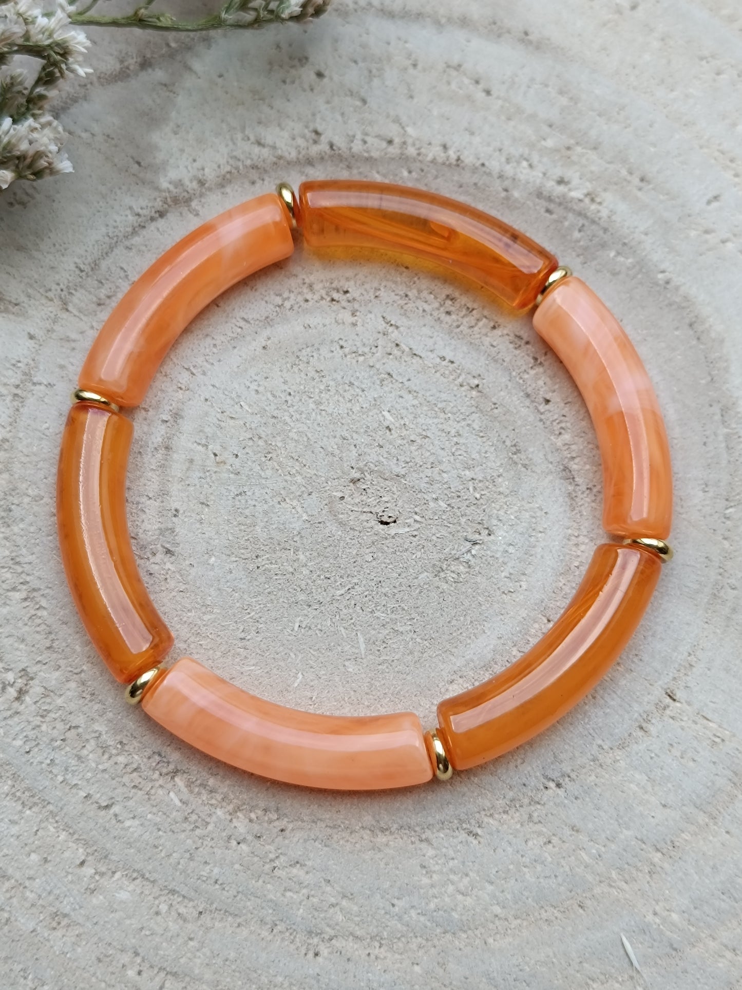 Bracelet élastique résine orange