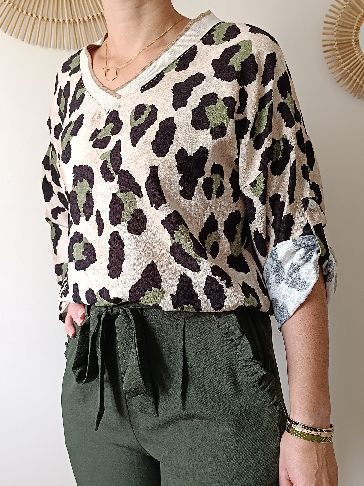 Blouse Léopard kaki