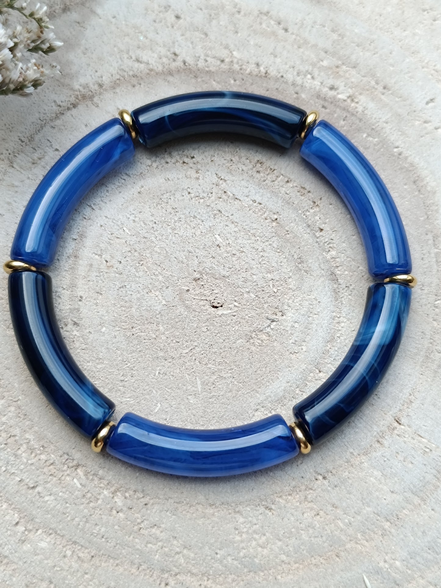 Bracelet élastique résine bleu foncé