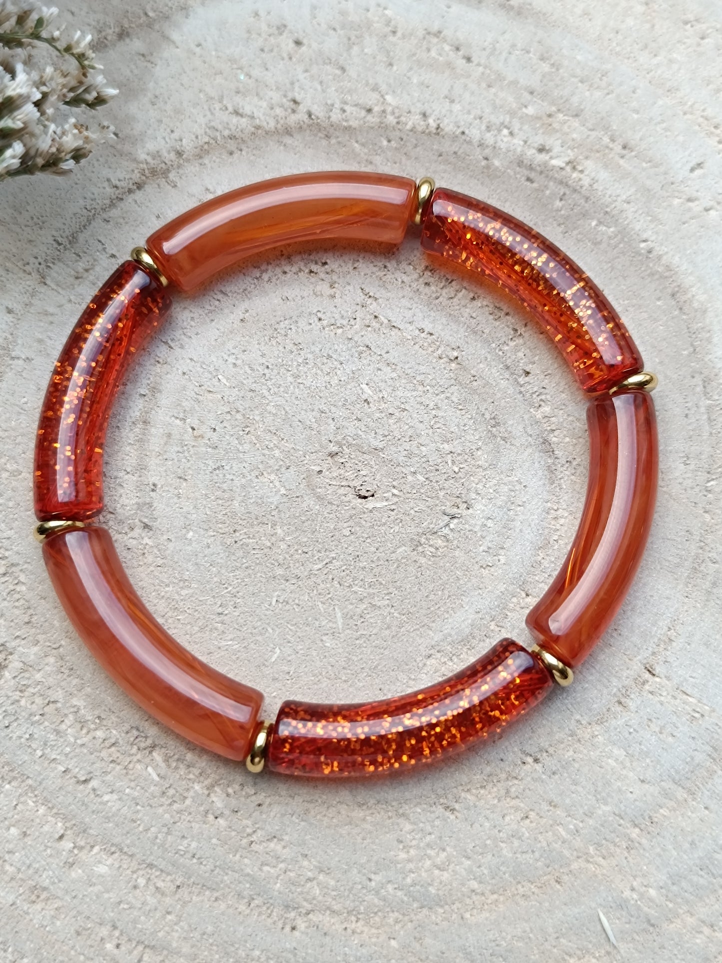 Bracelet élastique résine terracotta