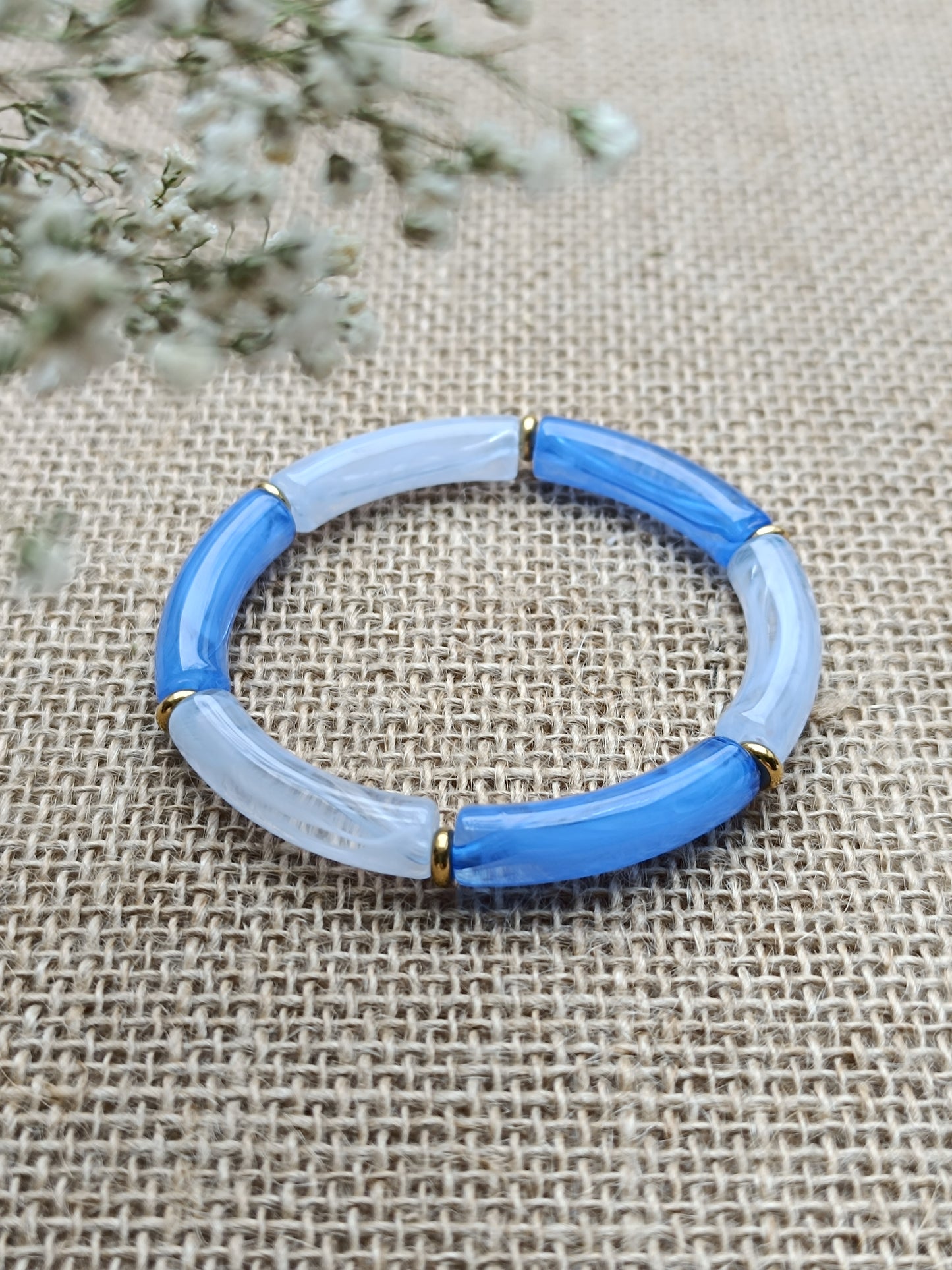 Bracelet élastique résine bleu clair