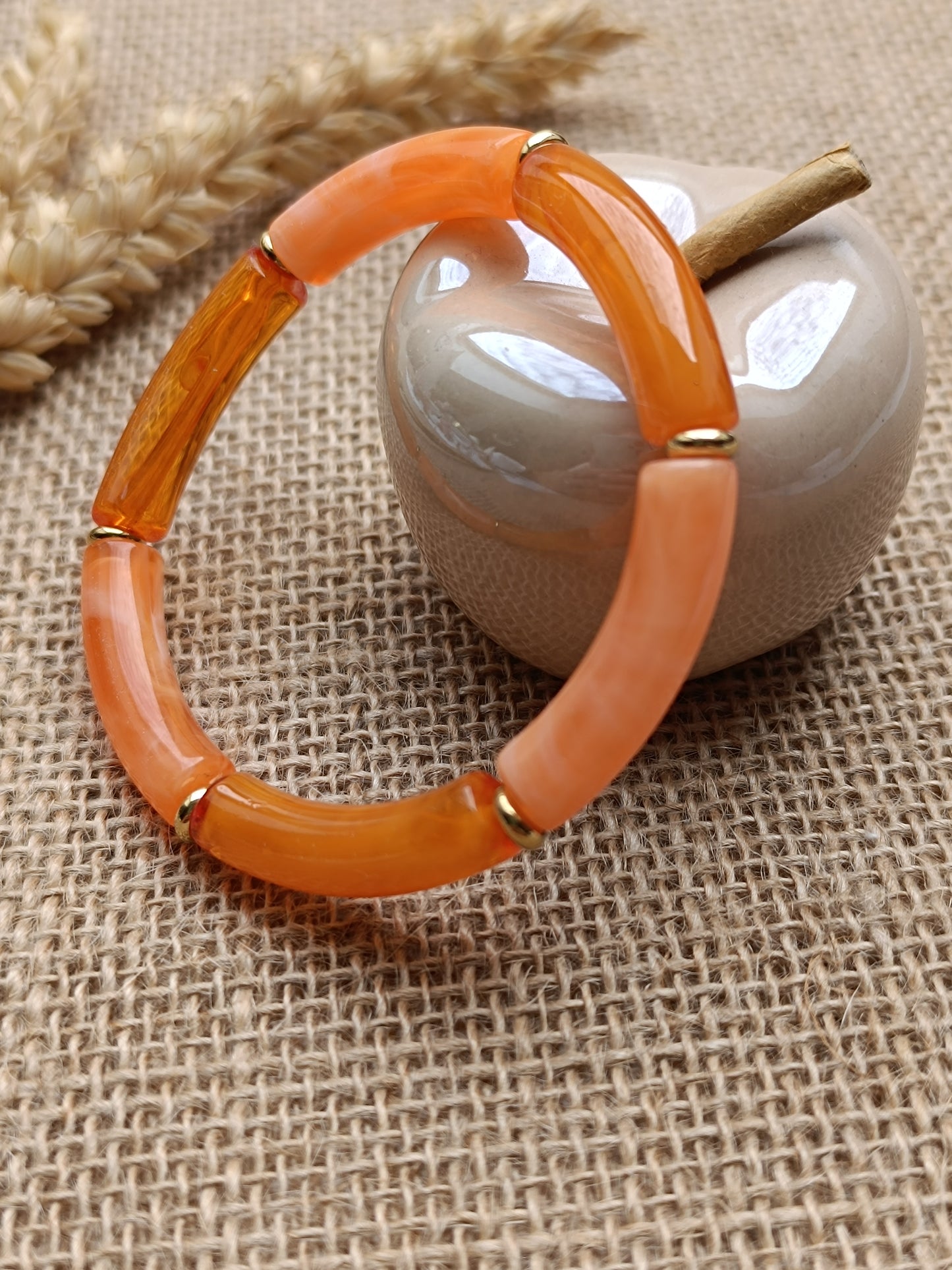 Bracelet élastique résine orange