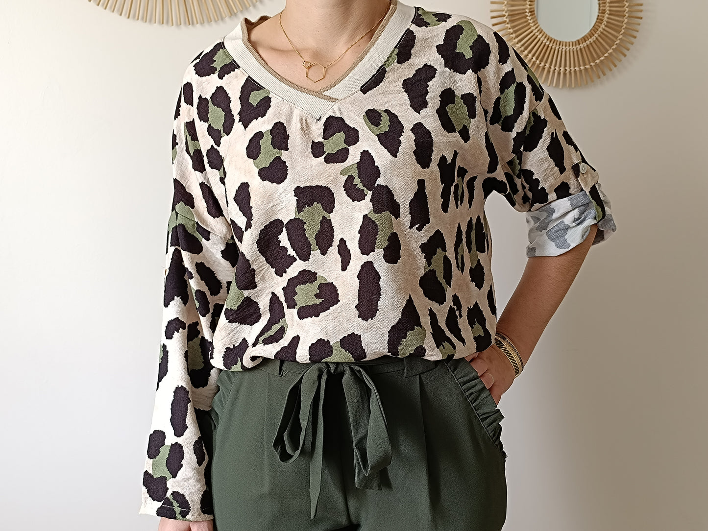 Blouse Léopard kaki