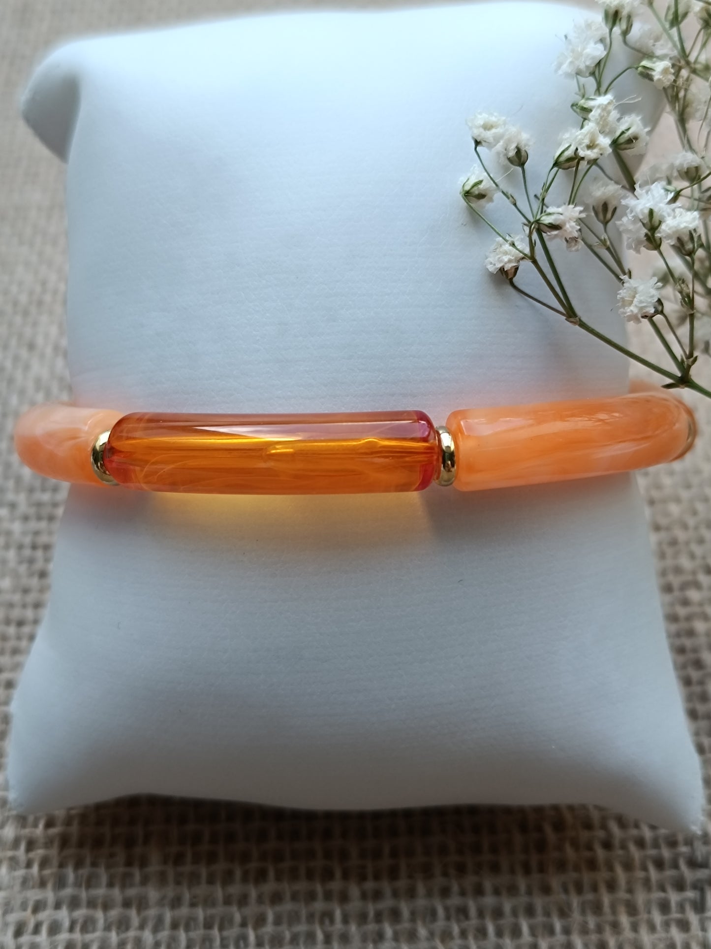 Bracelet élastique résine orange