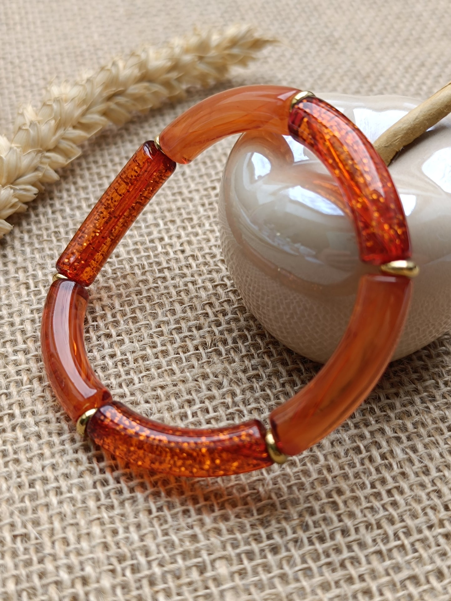 Bracelet élastique résine terracotta