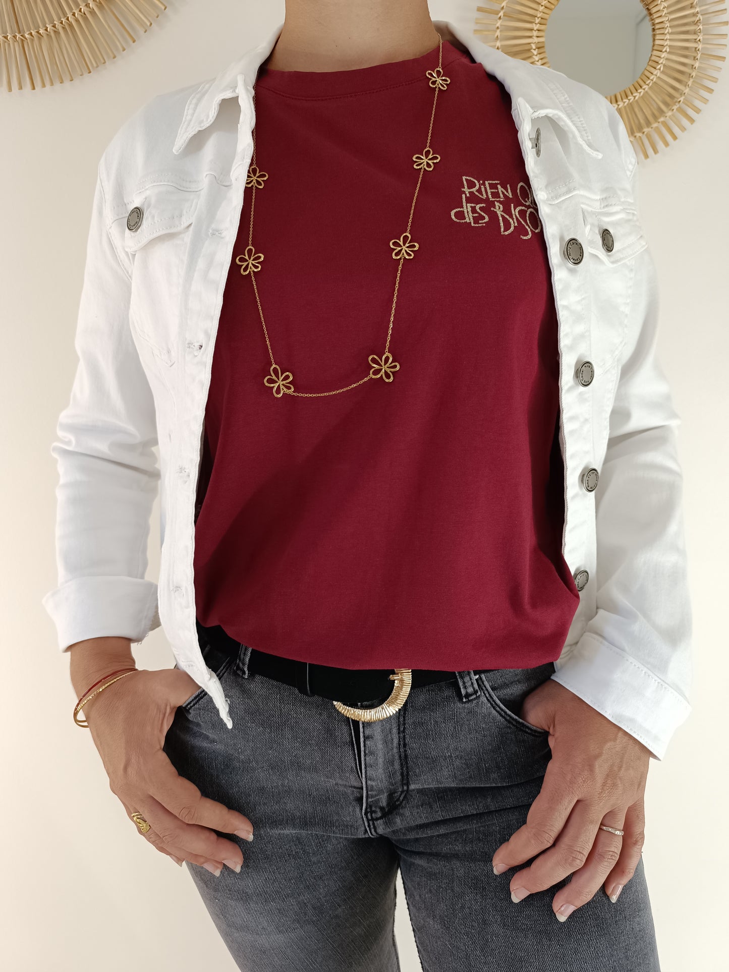 Tee-shirt "Bisous" bordeaux