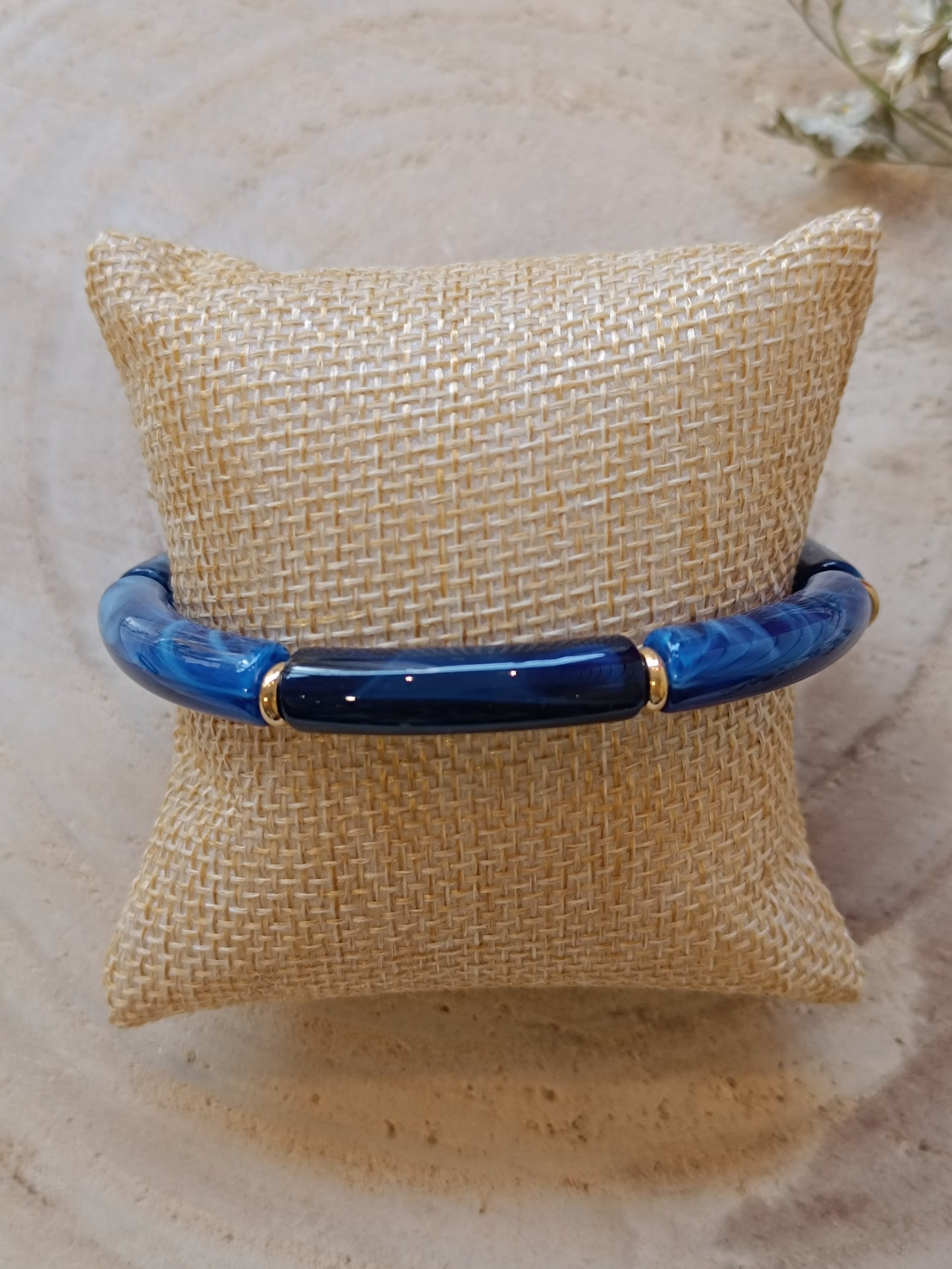 Bracelet élastique résine bleu