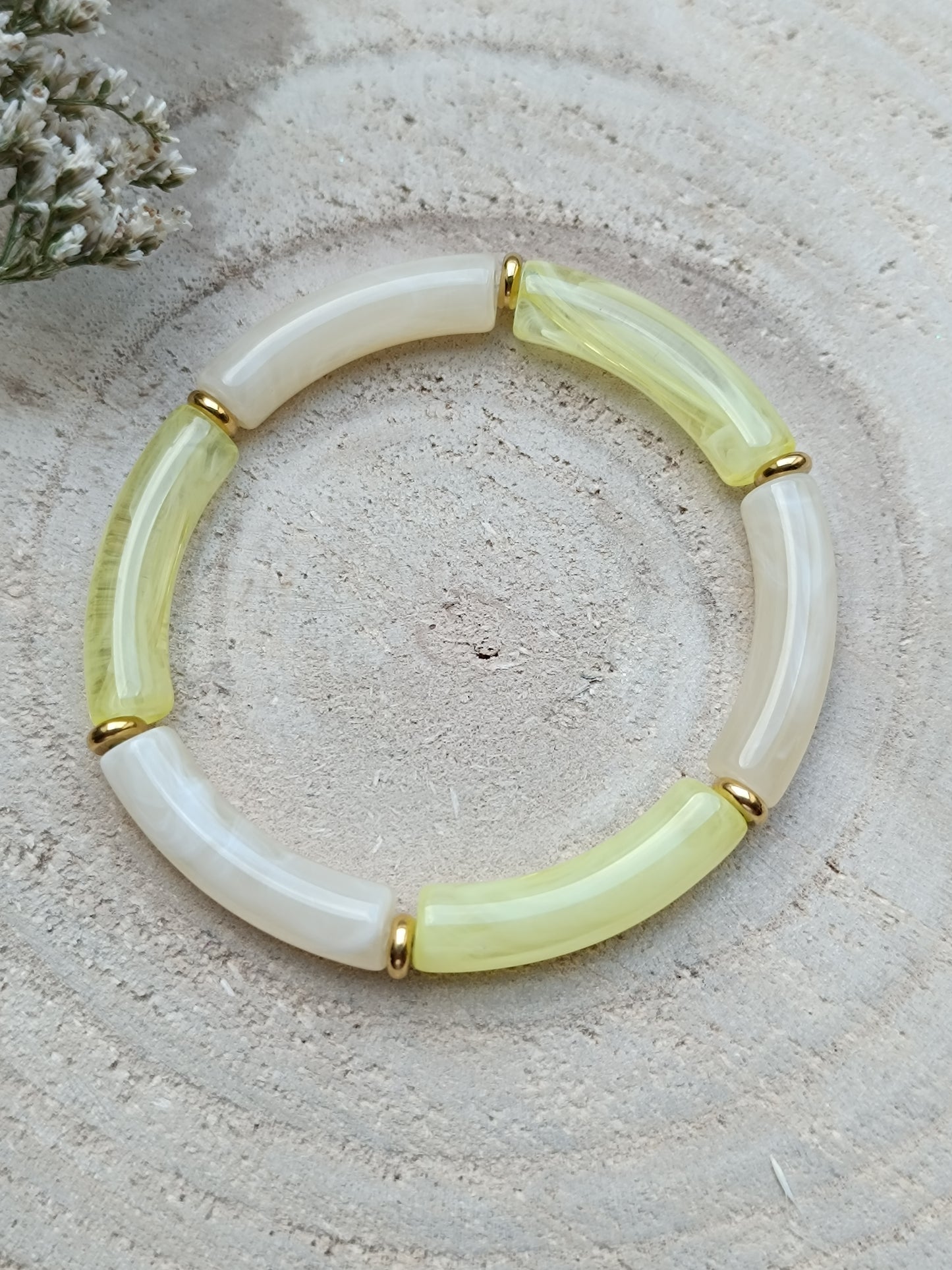 Bracelet élastique résine jaune