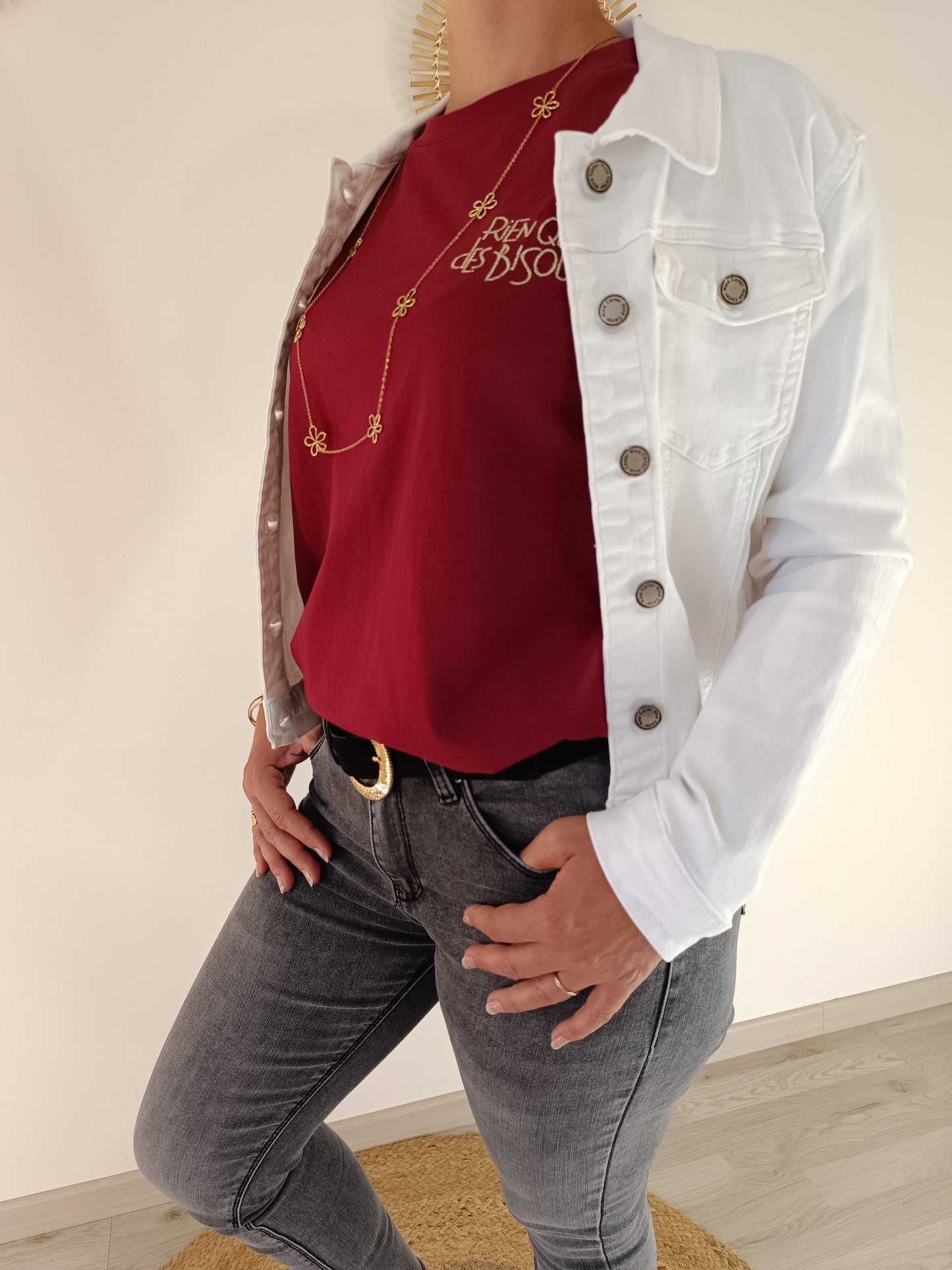 Tee-shirt "Bisous" bordeaux