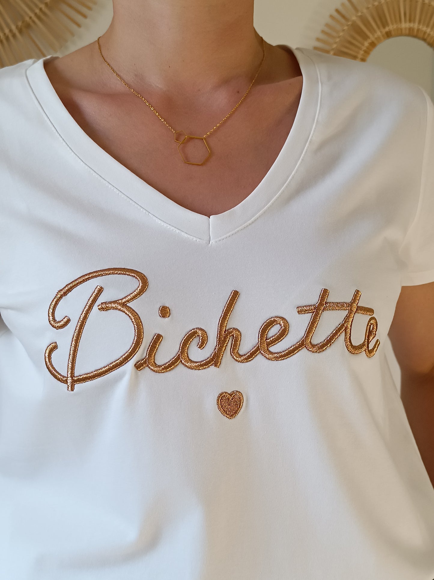 Tee-shirt "Bichette" blanc & cuivré