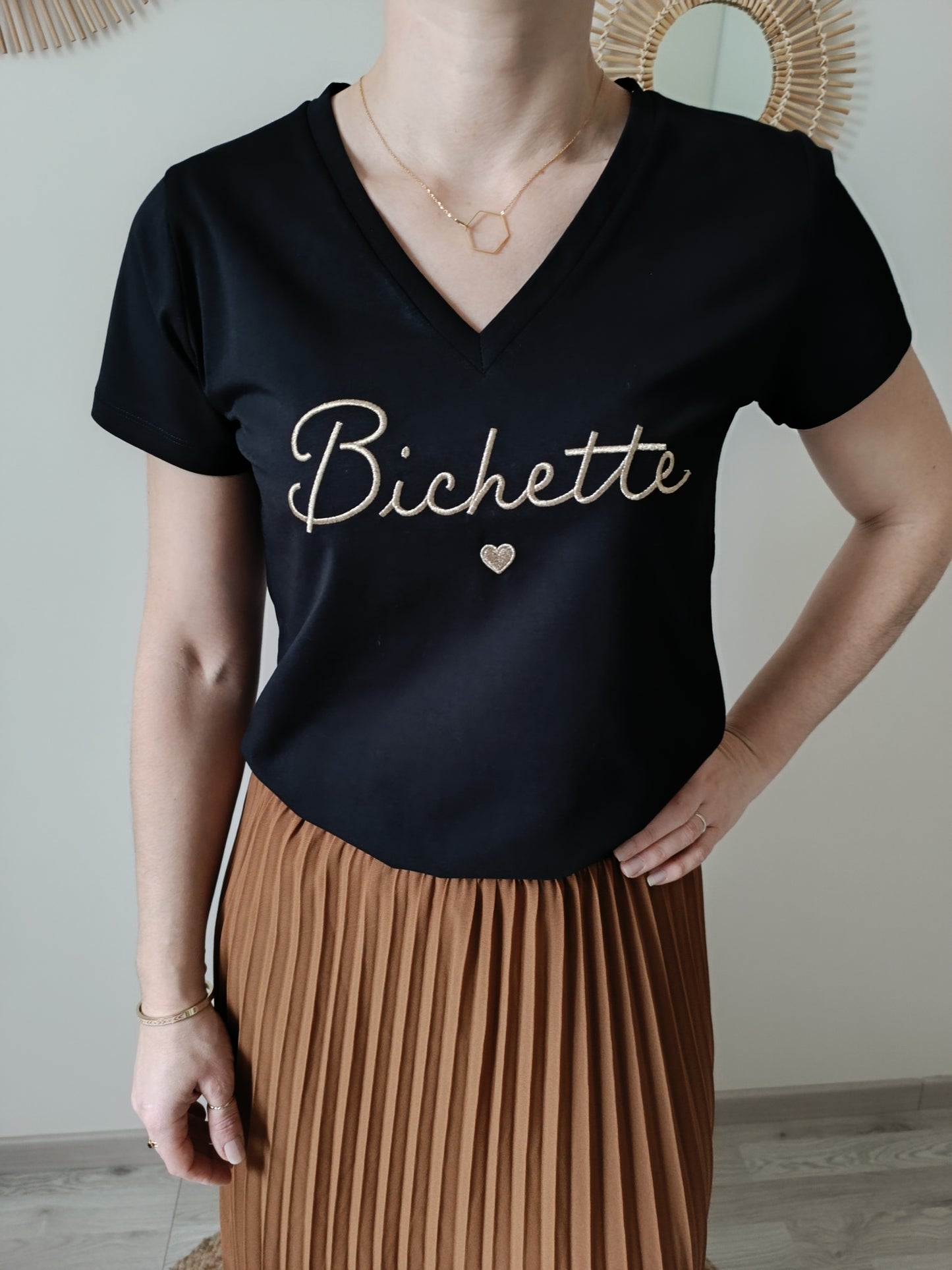 Tee-shirt "Bichette" noir & or