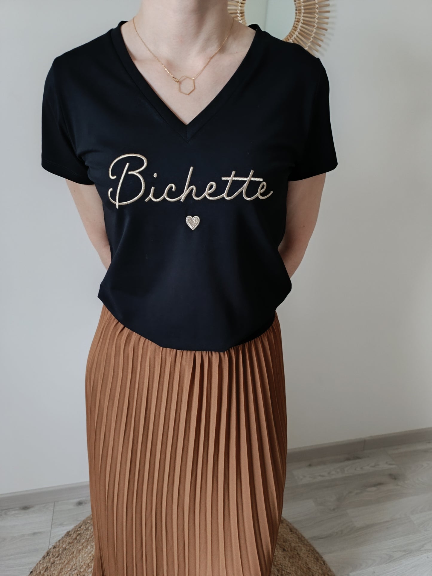 Tee-shirt "Bichette" noir & or