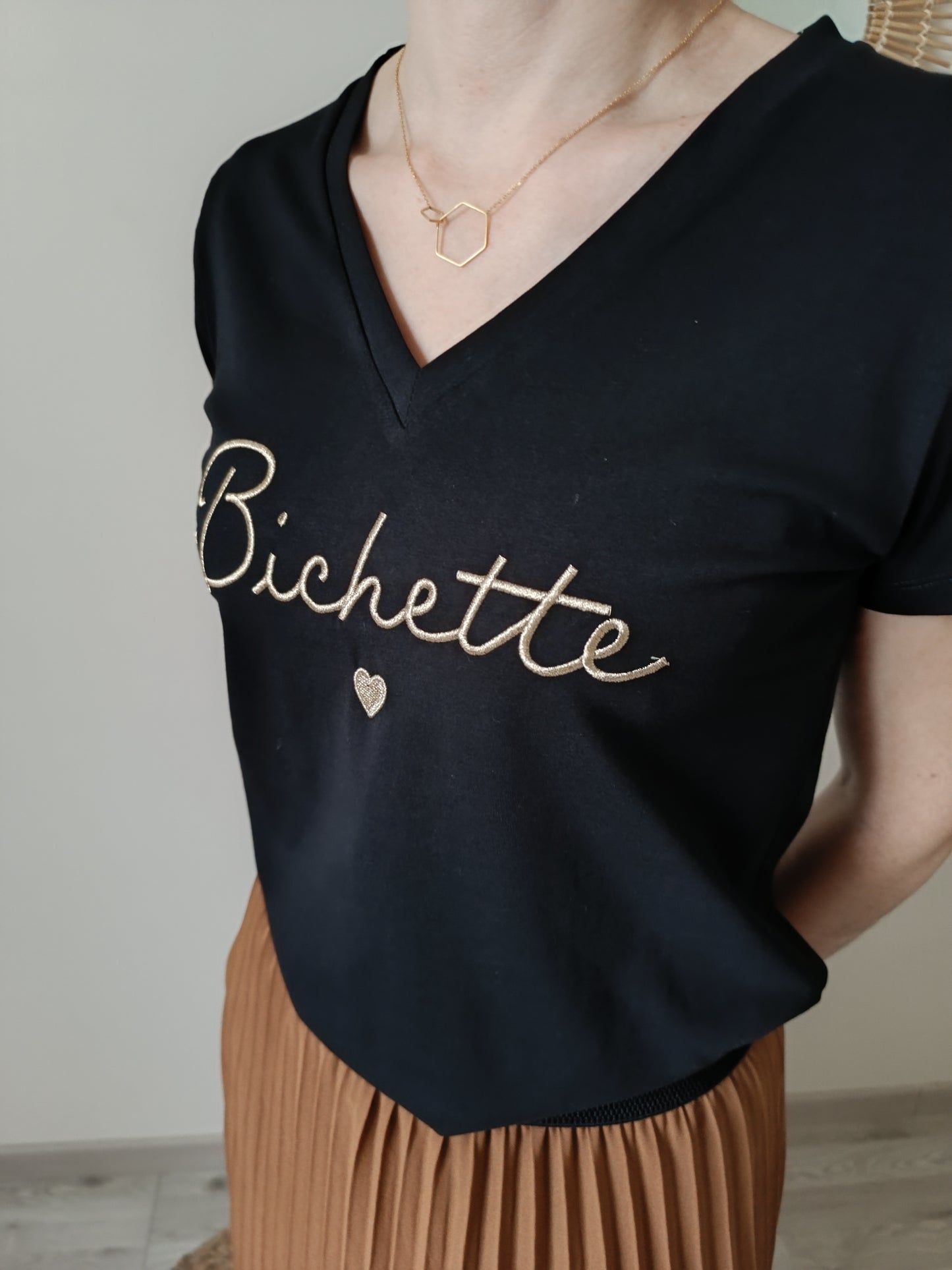 Tee-shirt "Bichette" noir & or