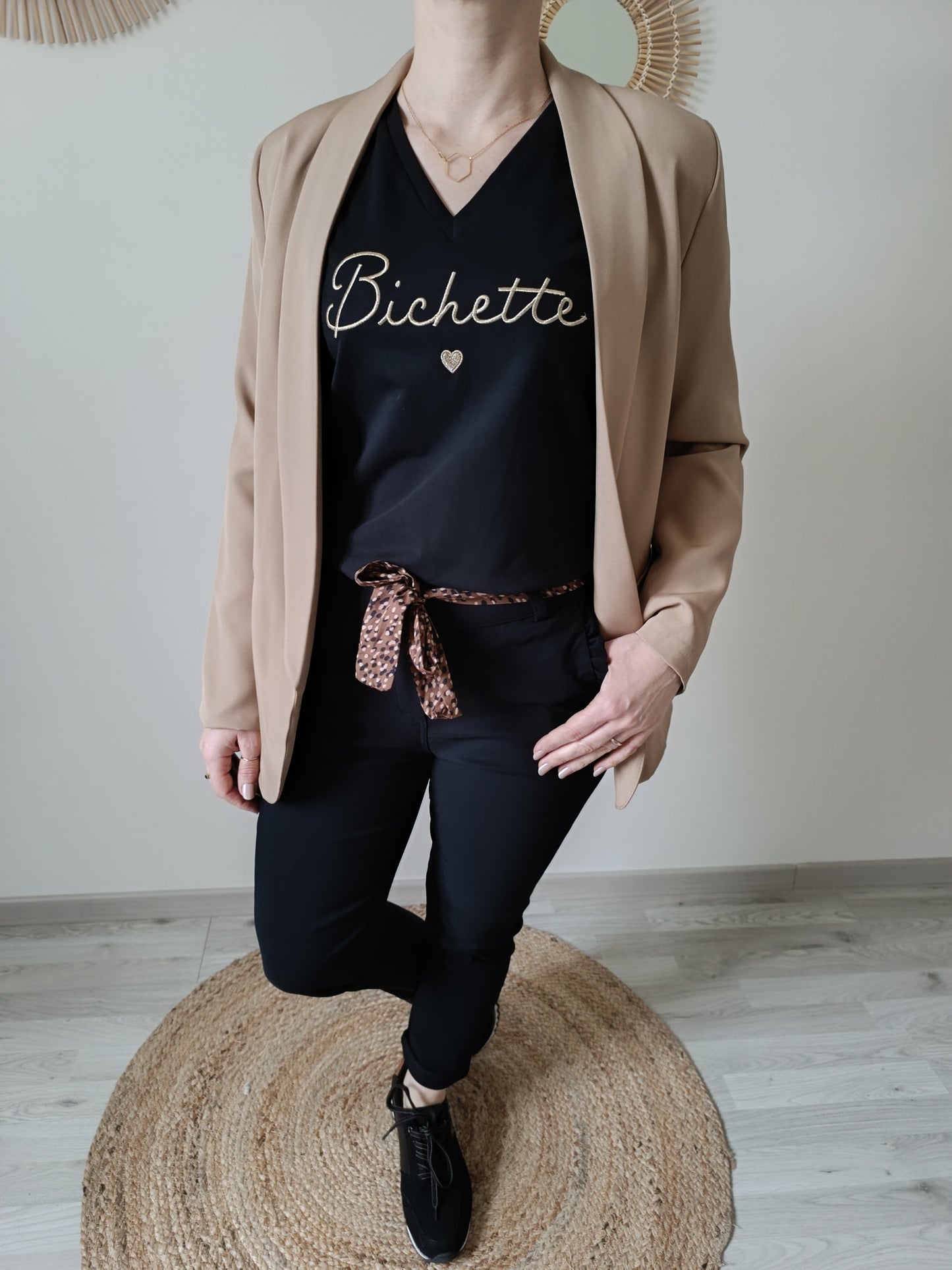 Tee-shirt "Bichette" noir & or
