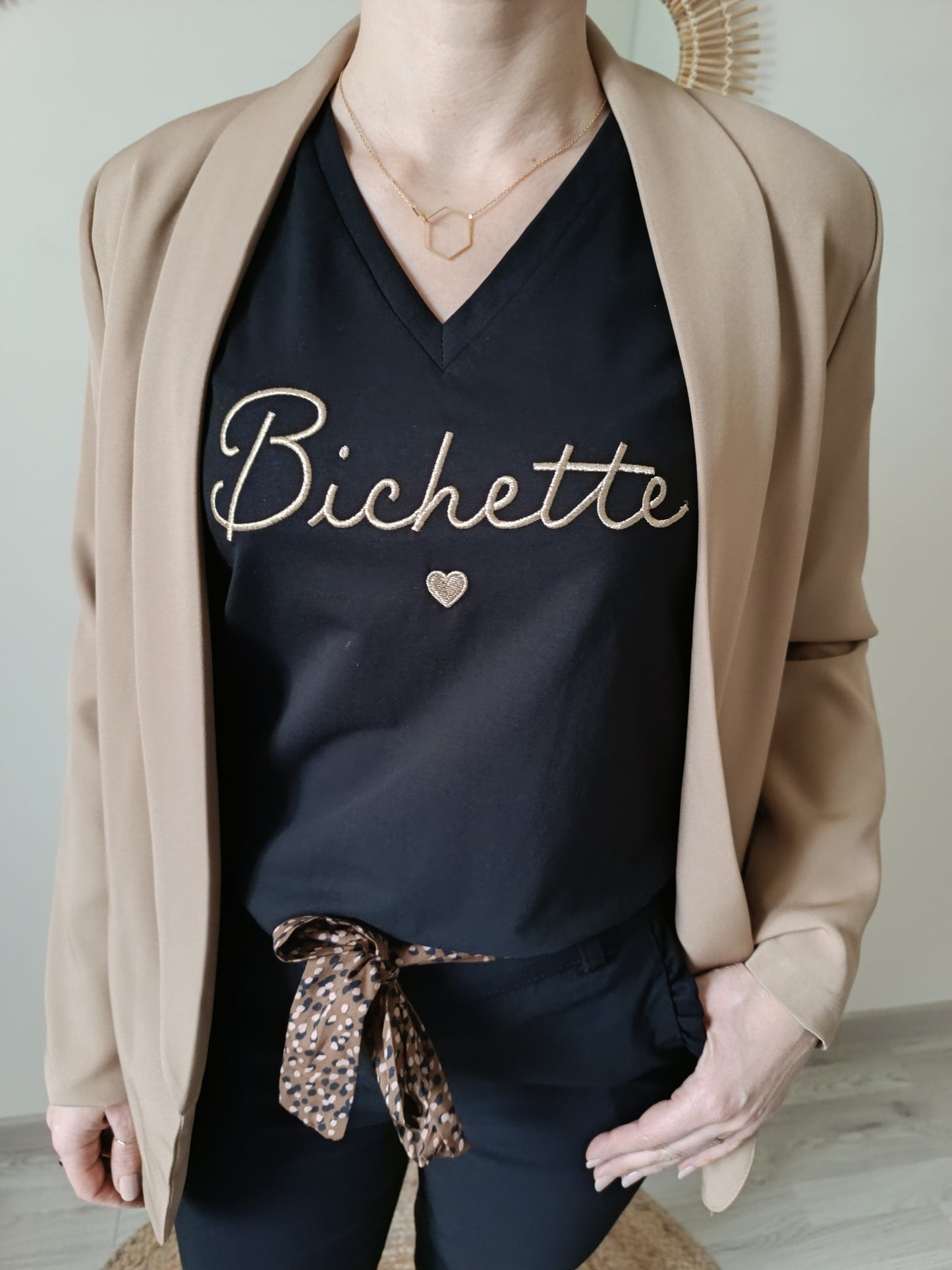 Tee-shirt "Bichette" noir & or