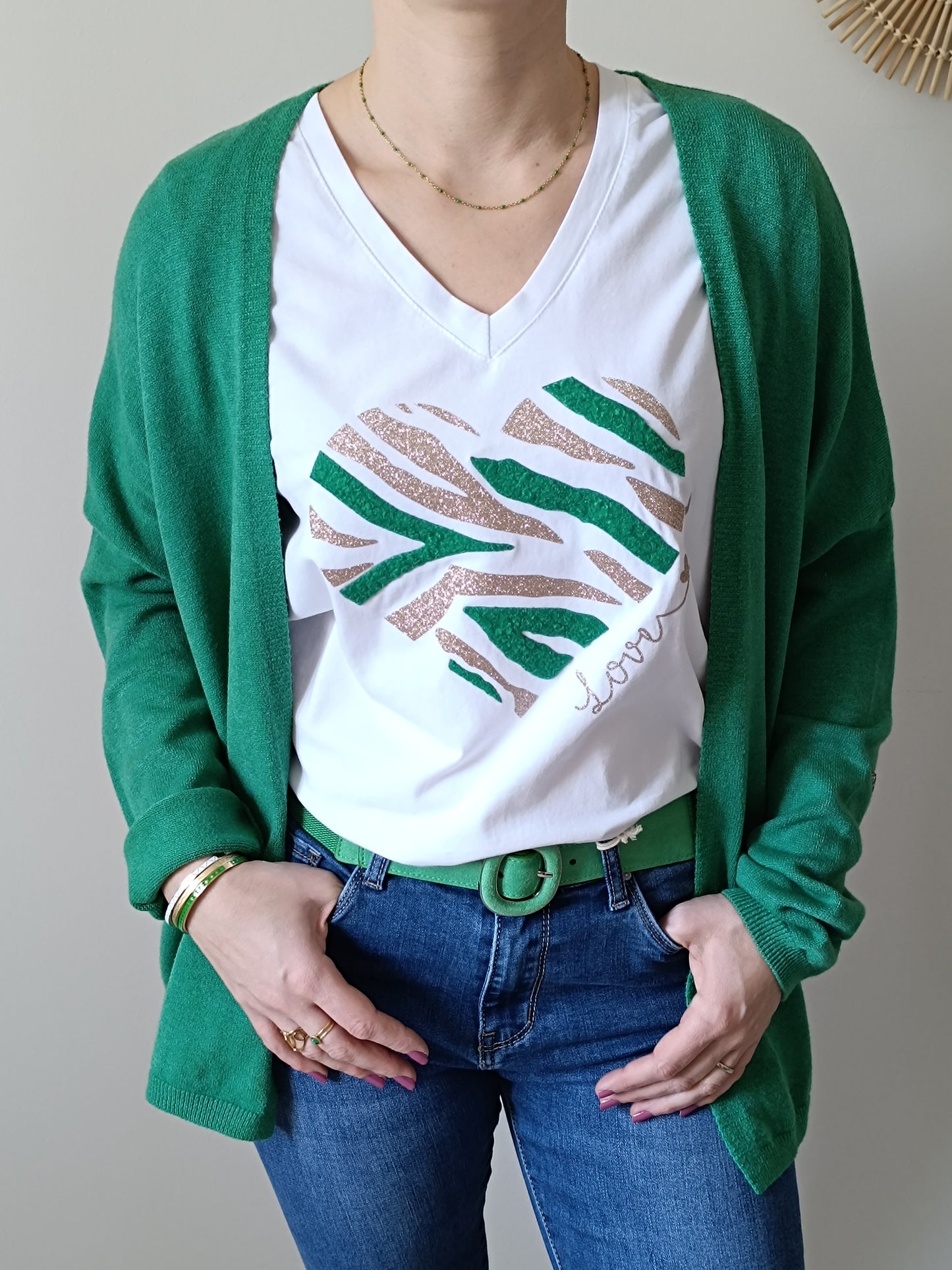 Tee-shirt Gabin blanc & vert