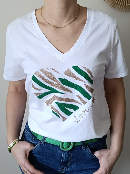 Tee-shirt Gabin blanc & vert