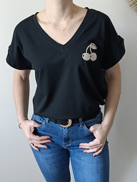 Tee-shirt Cerise noir