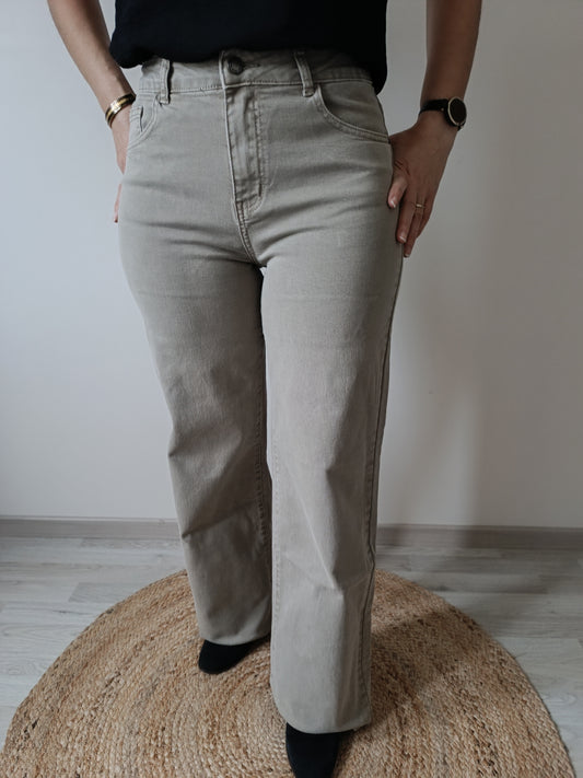 Jeans wide leg beige