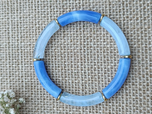 Bracelet élastique résine bleu clair
