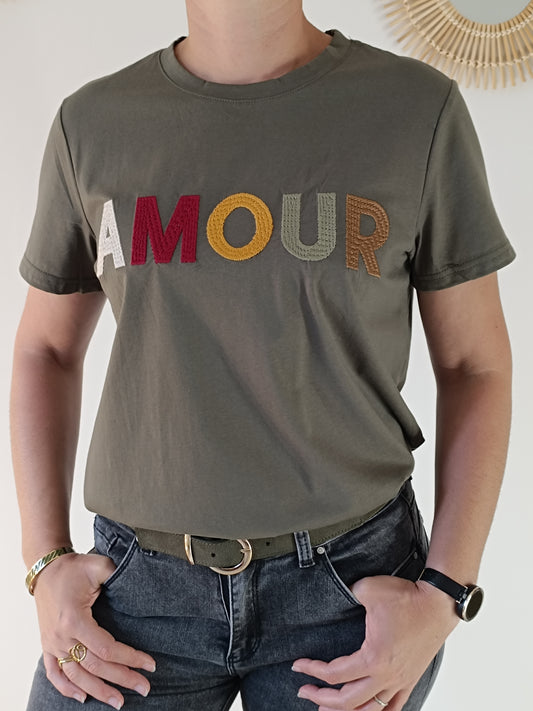 Tee-shirt "AMOUR" kaki