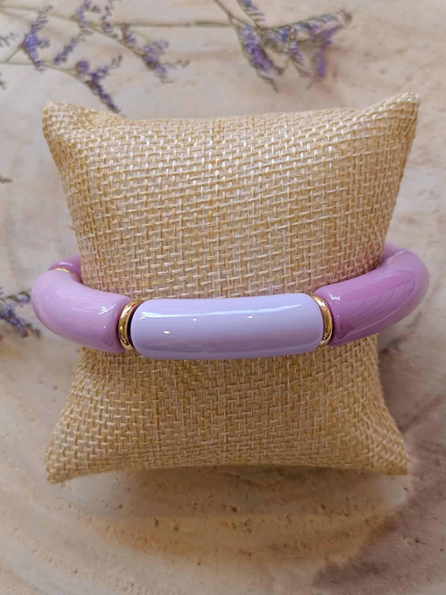 Bracelet élastique résine violet
