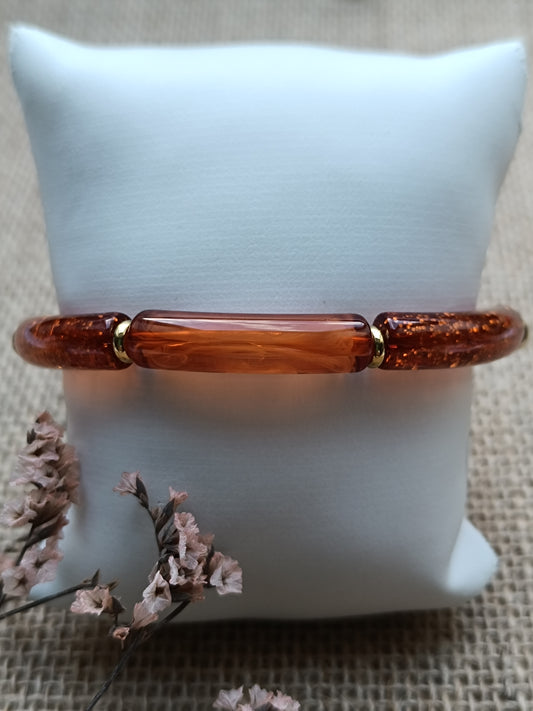 Bracelet élastique résine terracotta