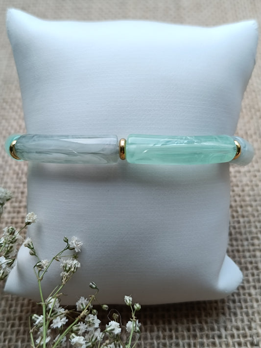 Bracelet élastique résine vert clair