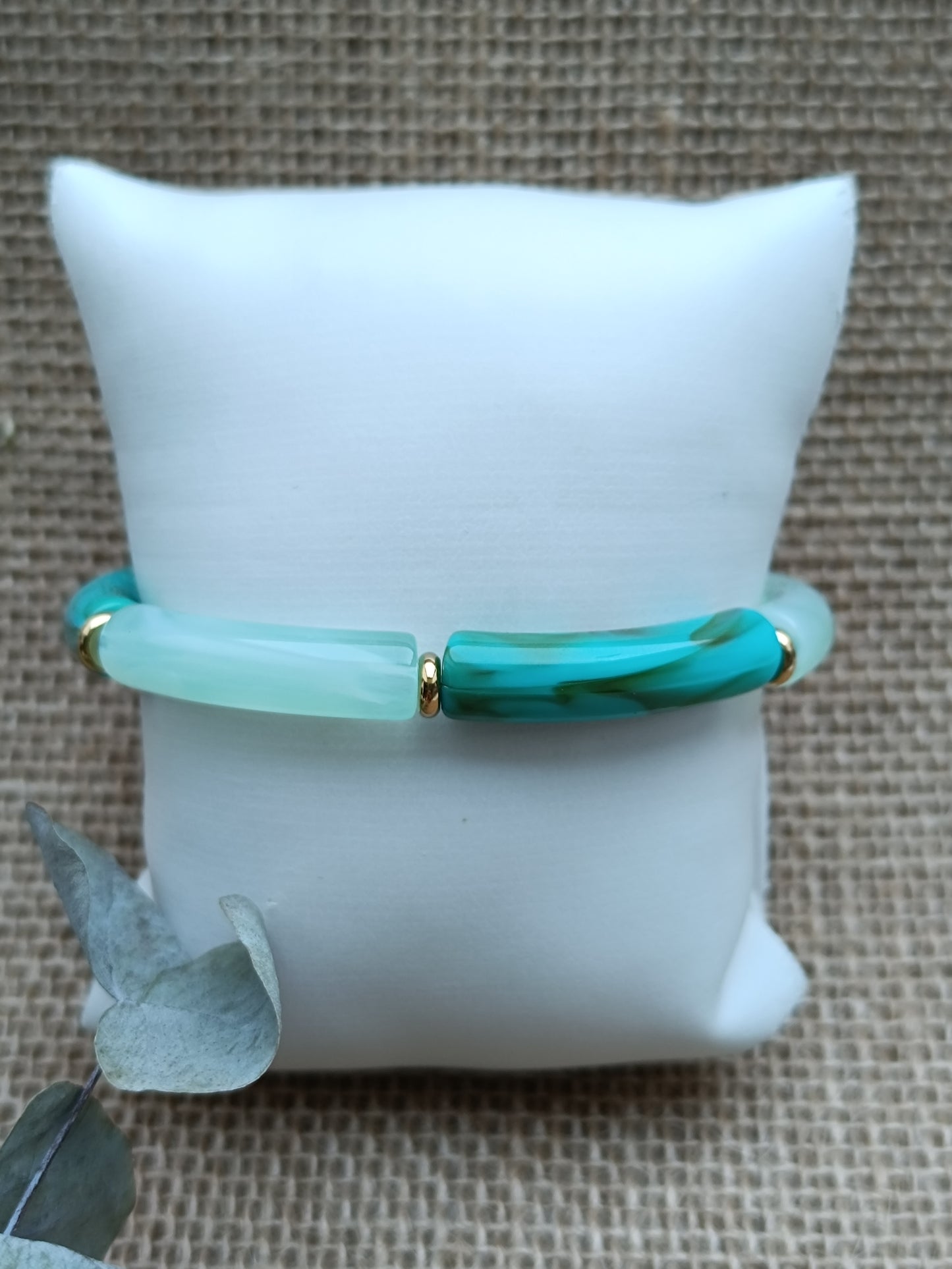 Bracelet élastique résine turquoise