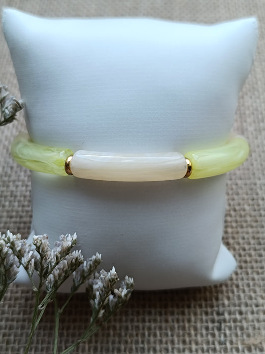 Bracelet élastique résine jaune