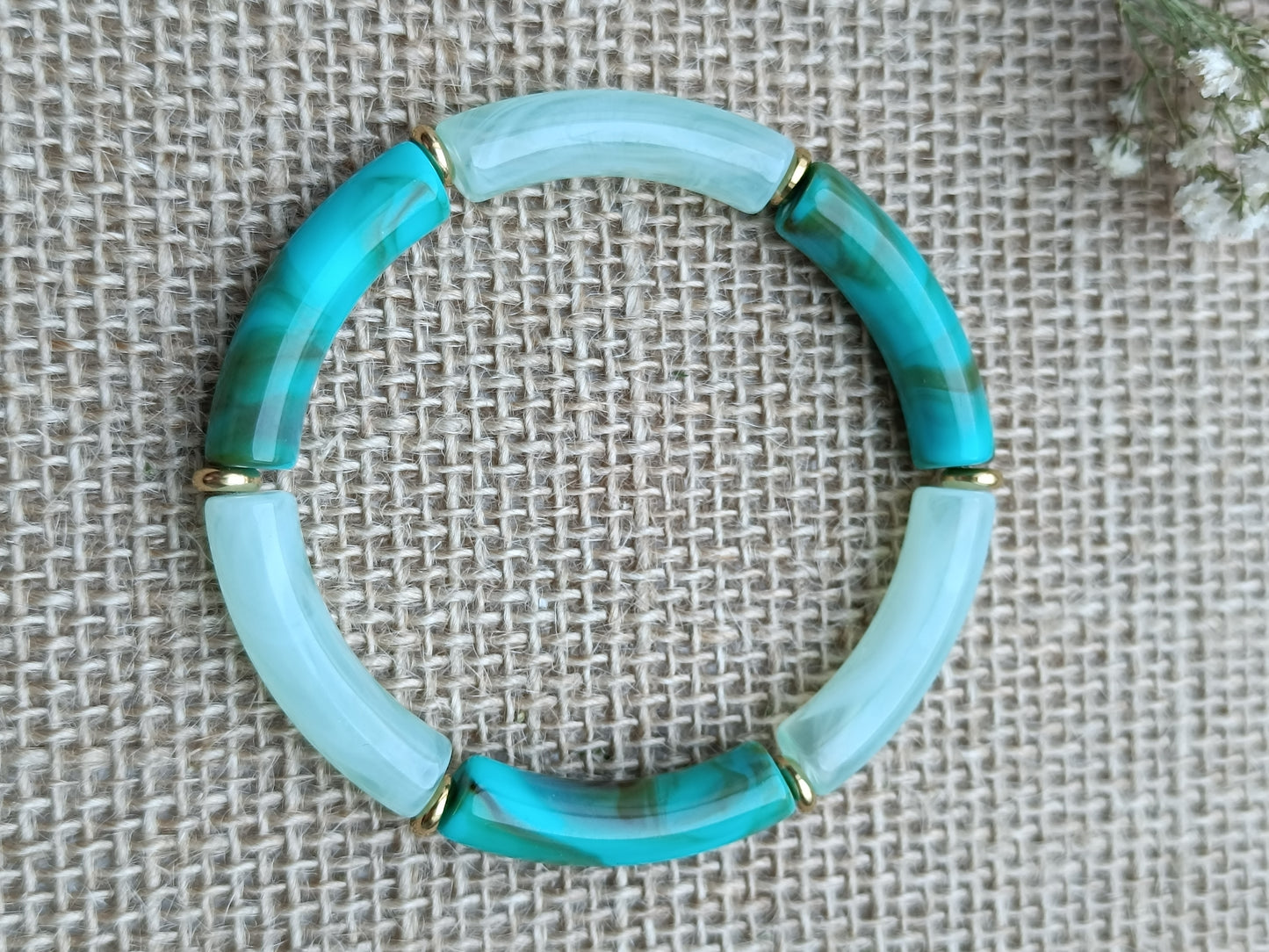 Bracelet élastique résine turquoise