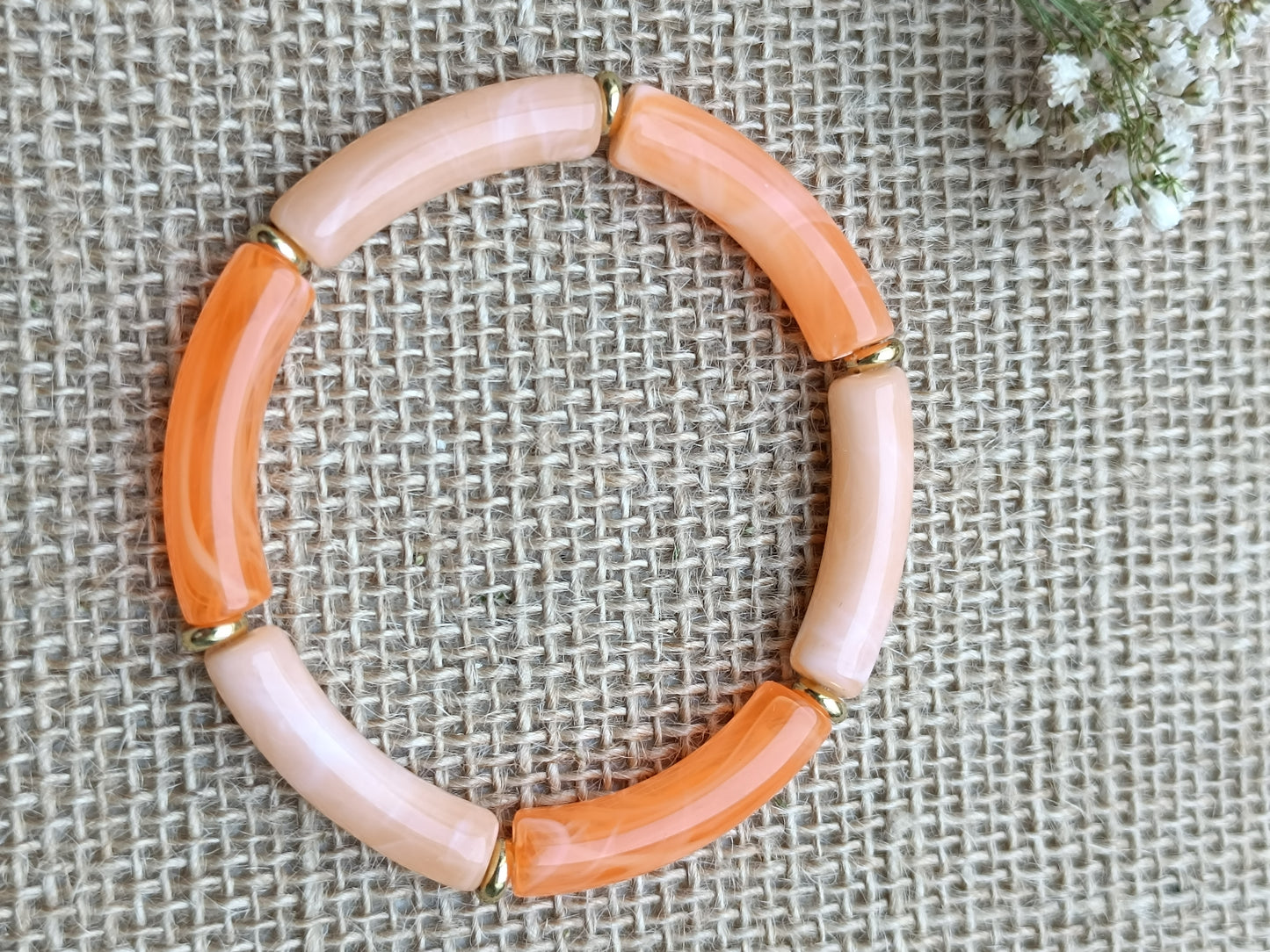 Bracelet élastique résine orange clair