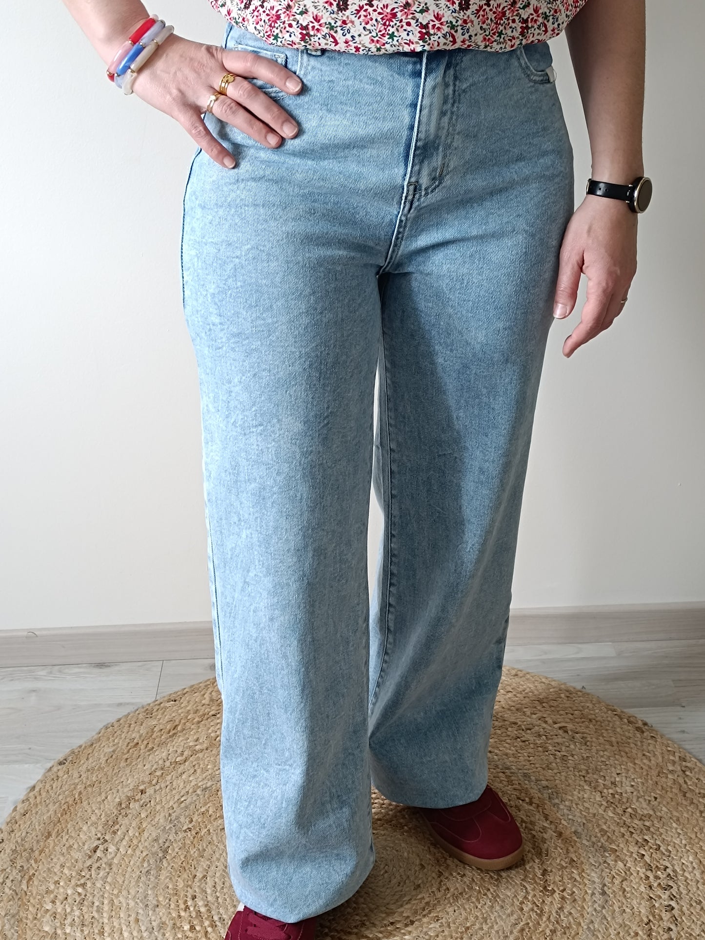 Jeans wide leg bleu