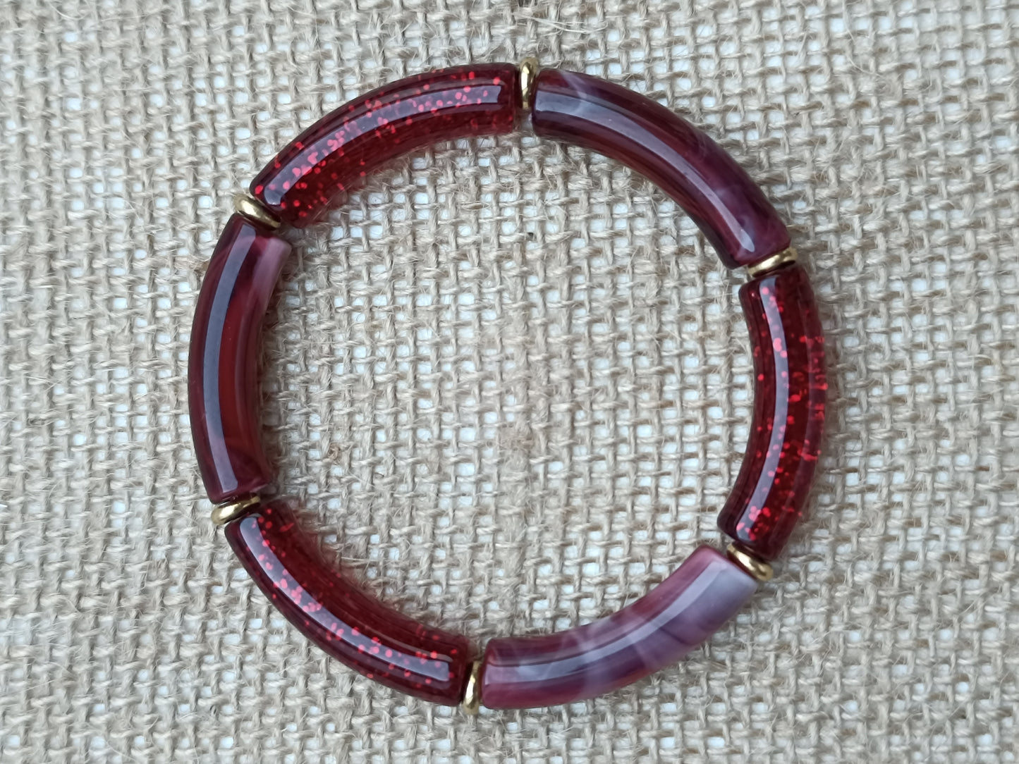 Bracelet élastique résine rouge foncé