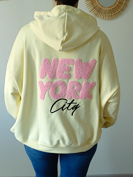 Sweat à capuche New York Jaune